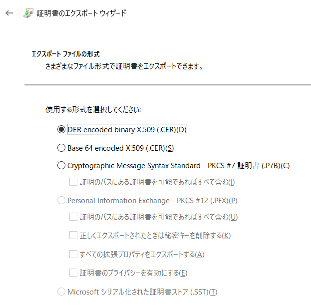 Windows 証明書のエクスポート形式の違い 秘密キーのセキュリティについて Seの道標